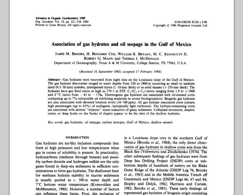 Association of Gas Hydrates and Oil Seepage in the Gulf of Mexico
