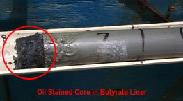 Oil Stained Core in Butyrate Liner